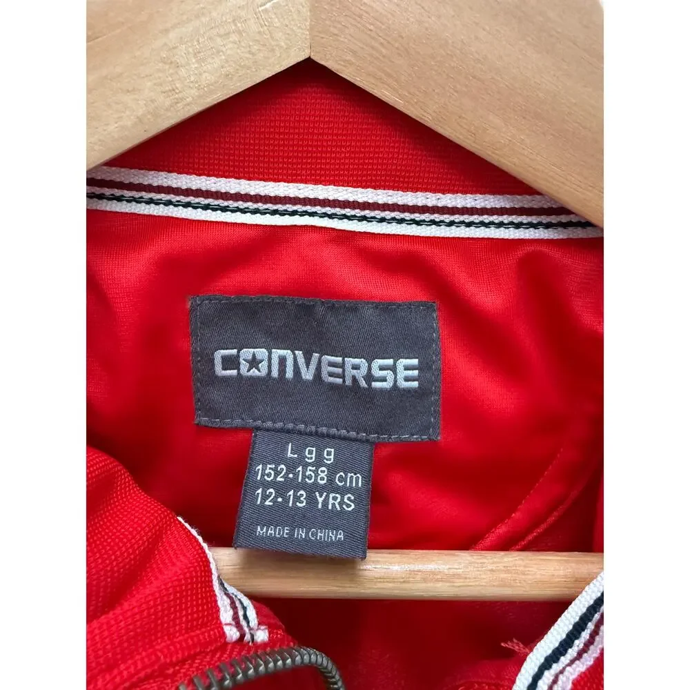 Converse All Star Boys Track Jacket Red Full Zip Logo Patch Size L (12-13 Yrs)